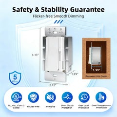 HOMYHUE Driver LED Dimmer Switch Light &amp; Dimmable LED Driver 2 in 1, FCC UL Listed Single-Pole or 3-Way Slide Dimmer Switches Power Supply for Led Strip Lights, Low Voltage Project