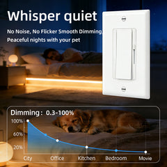 HOMYHUE Driver LED Dimmer Switch Light &amp; Dimmable LED Driver 2 in 1, FCC UL Listed Single-Pole or 3-Way Slide Dimmer Switches Power Supply for Led Strip Lights, Low Voltage Project